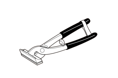 Spantang voor linnen, professionele kwaliteit met veer en sluitriem, lengte 22 cm, bekbreedte 64 mm,