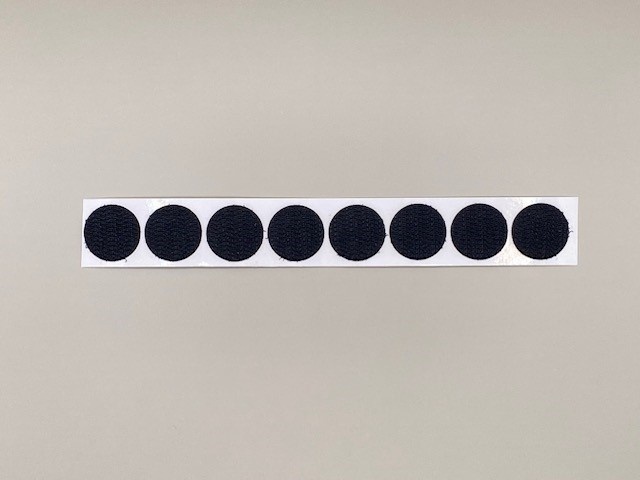 Zelfklevende klittenband op rol zwart - hard rond 19 mm, 1028 stuks