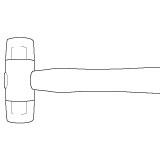 Hamer met 2 plastic doppen voor lichte werkzaamheden, zoals het in elkaar zetten van spielatten e.d.